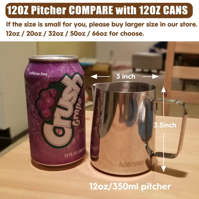 Alt view image 2 of 6 - Milk Frothing Pitcher, 8.5oz/12oz/20oz/32oz/50oz/66oz, Stainless Steel Espresso Milk Steaming Pitcher for Coffee Cappuccino Latte Art, Barista Milk Jug with Art Pen