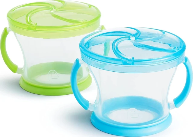 Main image of Munchkin Snack Catcher Toddler Snack Cups, No Spill, 2-Pack, Blue/Green