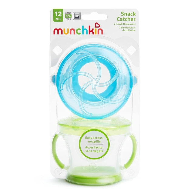 Alt view image 3 of 5 - Munchkin Snack Catcher Toddler Snack Cups, No Spill, 2-Pack, Blue/Green