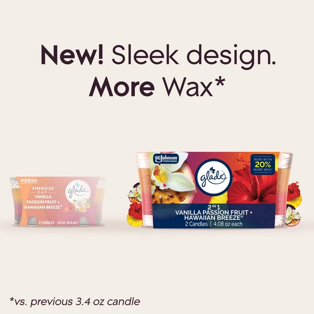 Alt view image 4 of 5 - Glade 2in1 Single Wick Candles, Hawaiian Breeze + Vanilla Passionfruit, 8.16oz, 2 Count