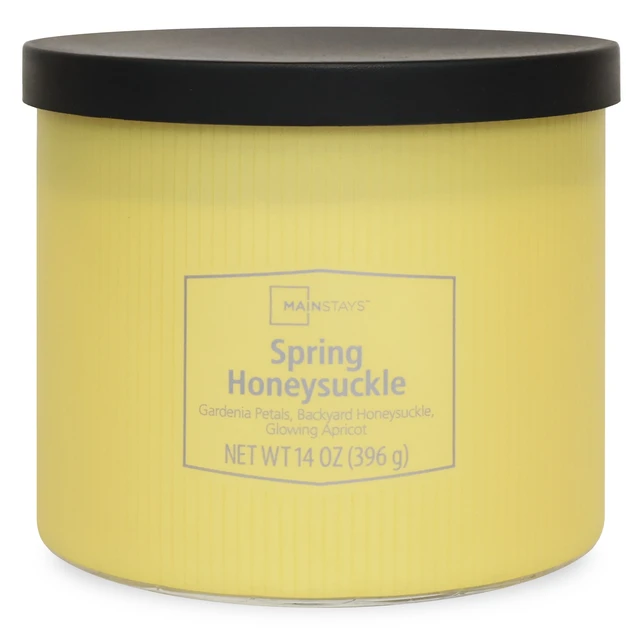 Alt view image 5 of 6 - Mainstays 3-Wick Textured Wrapped Candle, 14 oz, Spring Honeysuckle