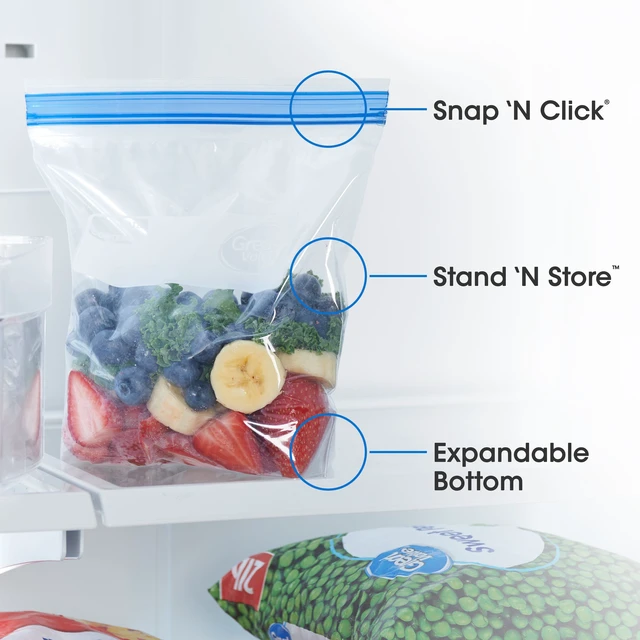 Alt view image 3 of 6 - Great Value Freezer Guard Double Zipper Freezer Bags, Quart, 100 Count