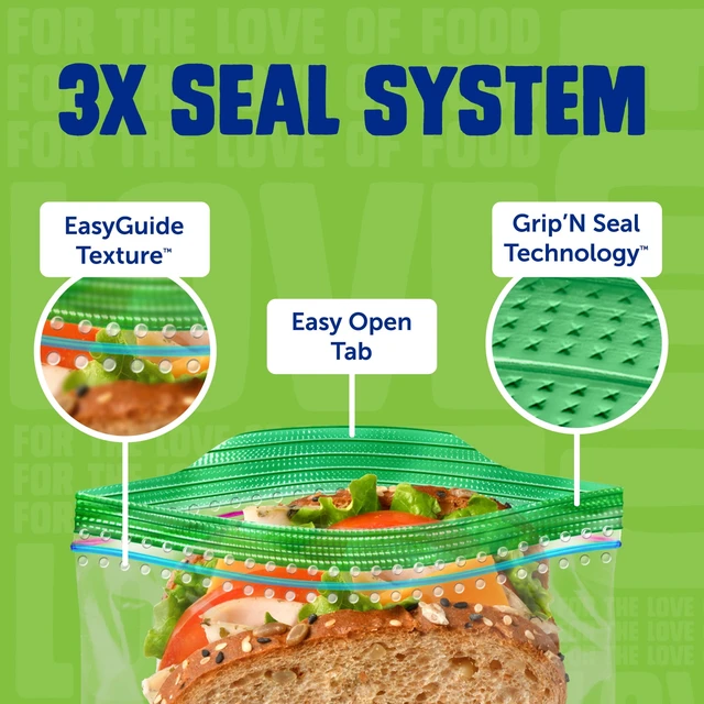 Alt view image 3 of 5 - Ziploc Sandwich Bags 100 Count with EasyGuide Zipper for Food Storage and School Supplies