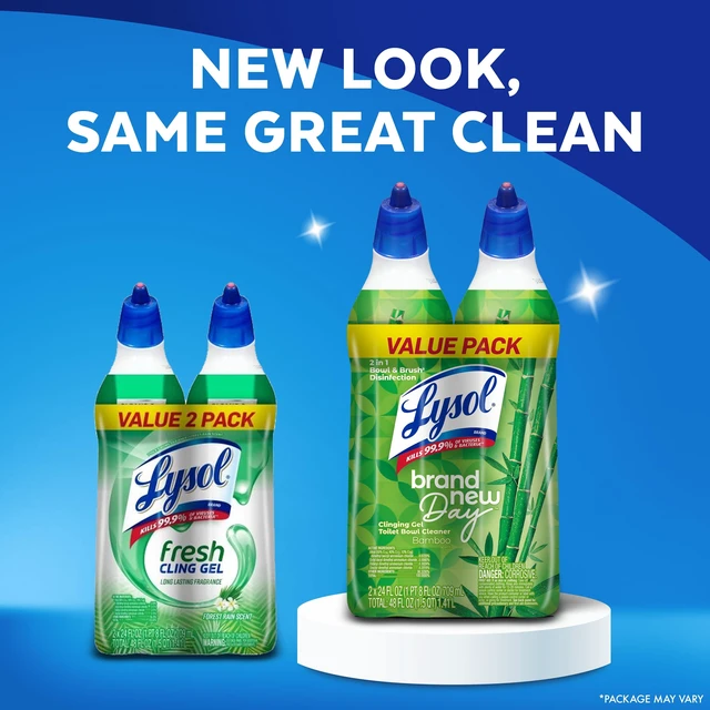 Alt view image 5 of 5 - Lysol Toilet Bowl Cleaner Clinging Gel, Disinfecting, Stain Remover, Bamboo Scent, 24 fl oz (2 Pack)