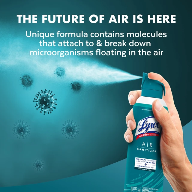 Alt view image 4 of 5 - Lysol Air Sanitizer Spray, 10 oz, Bacterial Odor Eliminating, Simple Fresh