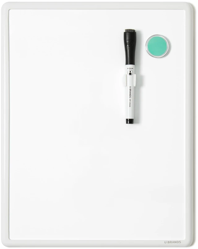 Main image of U Brands Contempo Magnetic Small Whiteboard 11"x14" White Modern Frame Dry Erase Board Includes Marker and Magnet