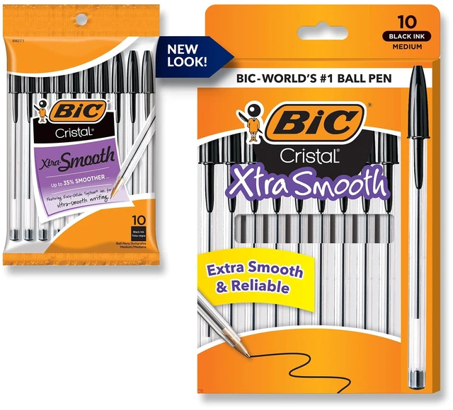 Main image of BIC Cristal Xtra Smooth Ballpoint Pen, Medium Point 1.0mm, Black, 10-Count