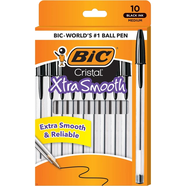 Alt view image 4 of 6 - BIC Cristal Xtra Smooth Ballpoint Pen, Medium Point 1.0mm, Black, 10-Count
