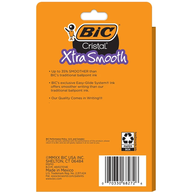 Alt view image 6 of 6 - BIC Cristal Xtra Smooth Ballpoint Pen, Medium Point 1.0mm, Black, 10-Count