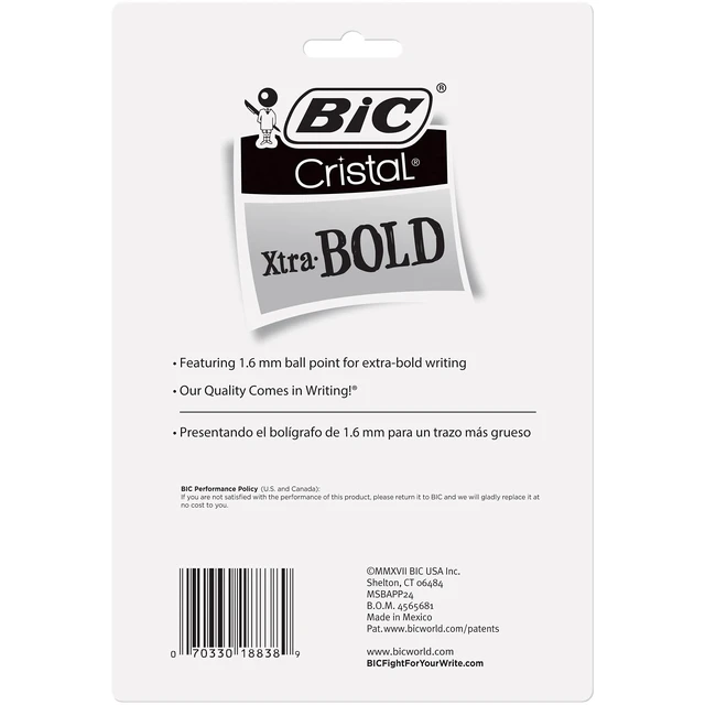 Alt view image 5 of 6 - BIC Cristal Xtra Bold Ballpoint Pens, Bold Point, 1.6mm, 24-Count Pack