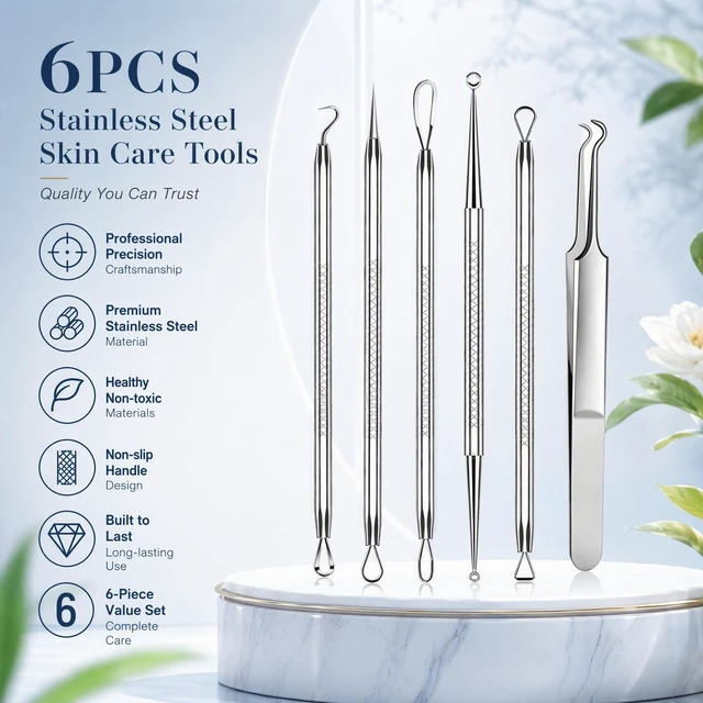 Alt view image 6 of 6 - Cbiumpro 6 Pack Blackhead Remover Tools, Pimple Popper Tool Kit