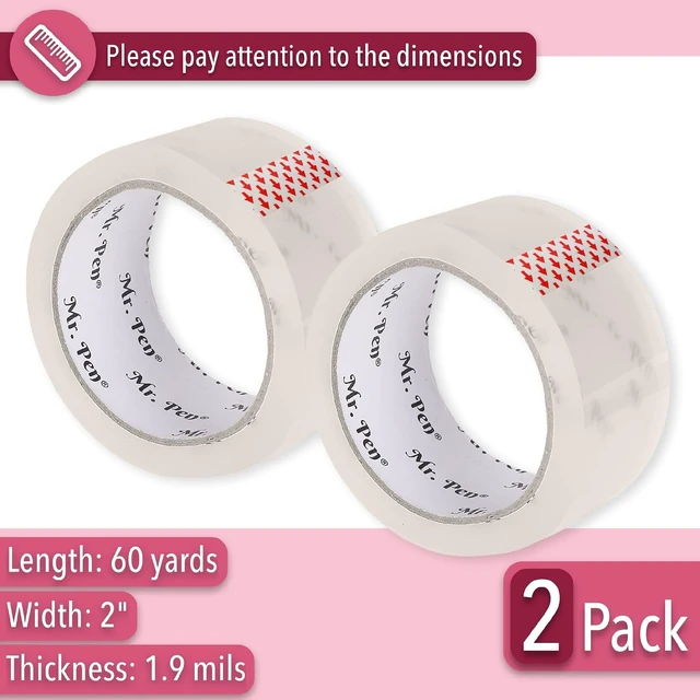 Alt view image 7 of 7 - Mr. Pen Packing Tape, 2 Pack, 2 Inch Wide, 60 Yards, 1.9mil, No Smell