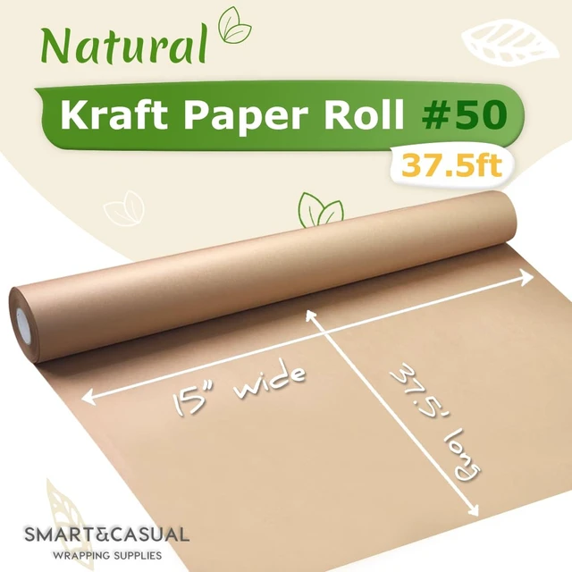 Alt view image 3 of 6 - SMART&CASUAL Brown Kraft Paper Roll 15"x450" (37.5'), Gift Wrapping, Packing, Art Craft, Floral Bouquet, Moving, Painting, Drawing, Easel, Poster, Chart