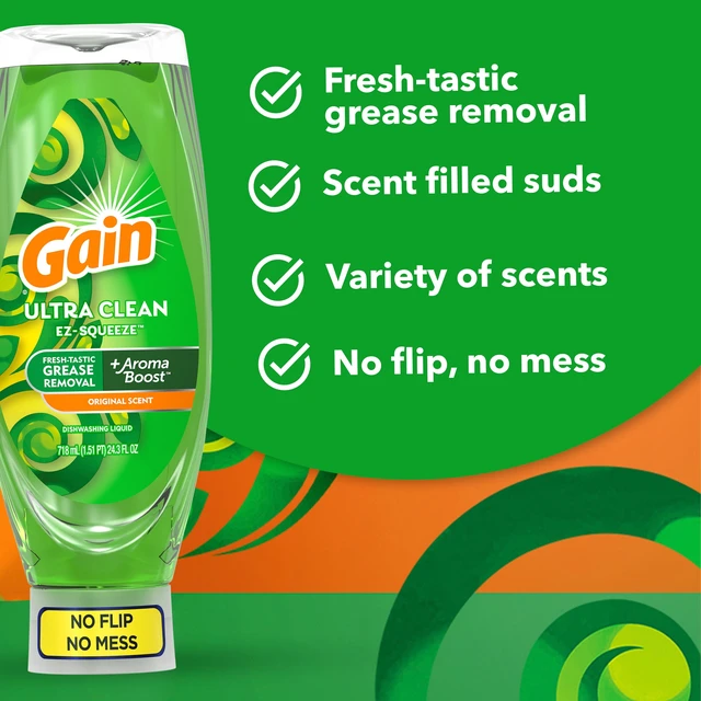 Alt view image 5 of 6 - Gain EZ-Squeeze Liquid Dish Soap, Original Scent, 24.3 fl oz (2 Pack)