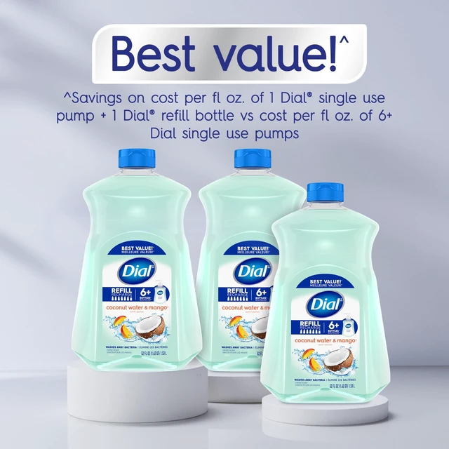 Alt view image 4 of 6 - Dial Clean + Gentle Liquid Hand Soap Refill, Coconut Water & Mango, 52 oz