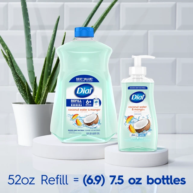 Alt view image 2 of 6 - Dial Clean + Gentle Liquid Hand Soap Refill, Coconut Water & Mango, 52 oz