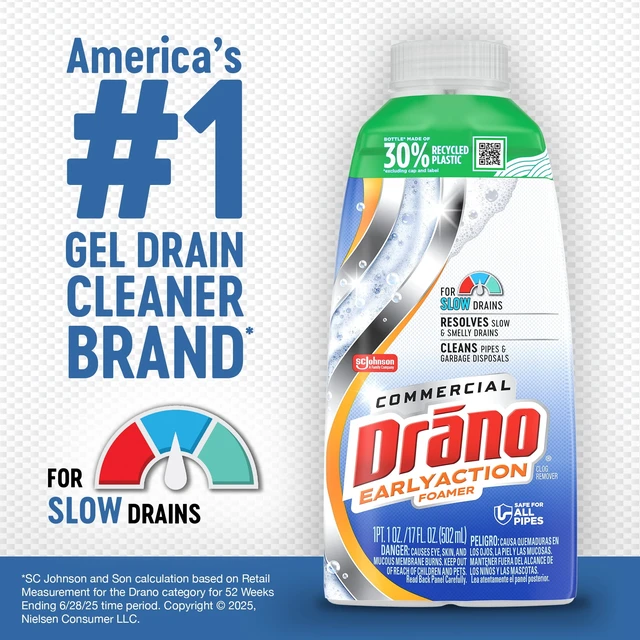 Alt view image 5 of 5 - Drano Dual-Force Foamer Hair and Drain Clog Remover 17 fl oz Commercial Line