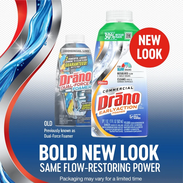 Alt view image 2 of 5 - Drano Dual-Force Foamer Hair and Drain Clog Remover 17 fl oz Commercial Line