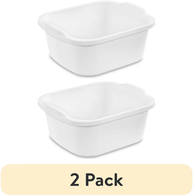 Main image of Sterilite 12 Qt. Dishpan (2 Pack), Multi-Purpose Plastic Wash Tub for Kitchen and Sink, White