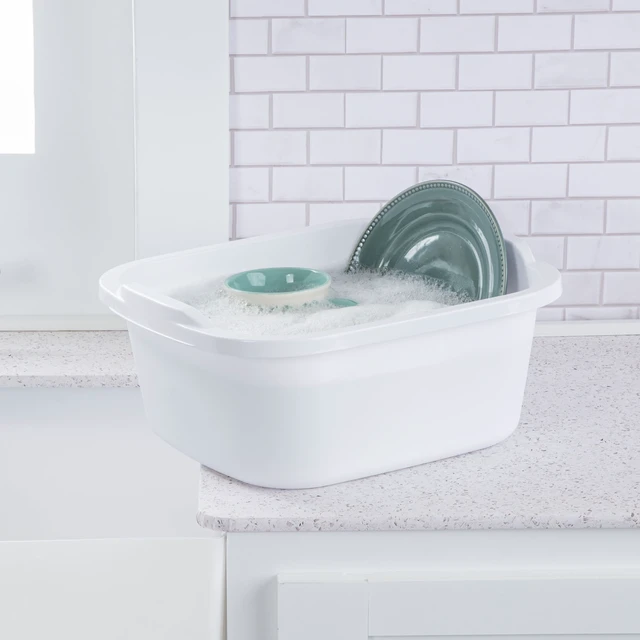 Alt view image 3 of 6 - Sterilite 12 Qt. Dishpan (2 Pack), Multi-Purpose Plastic Wash Tub for Kitchen and Sink, White