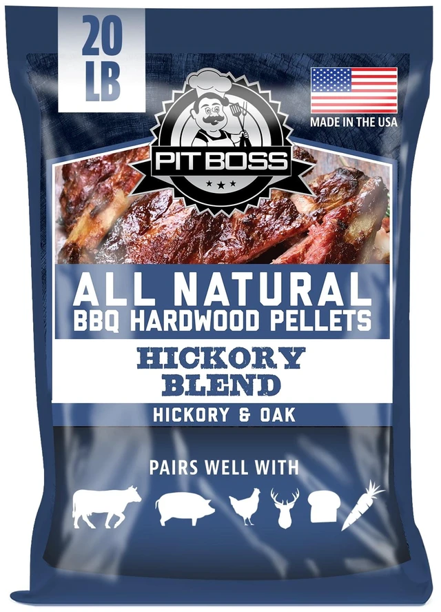 Main image of 100% All-Natural Hardwood Hickory Blend Pit Boss BBQ Grilling Pellets, 20lb Bag
