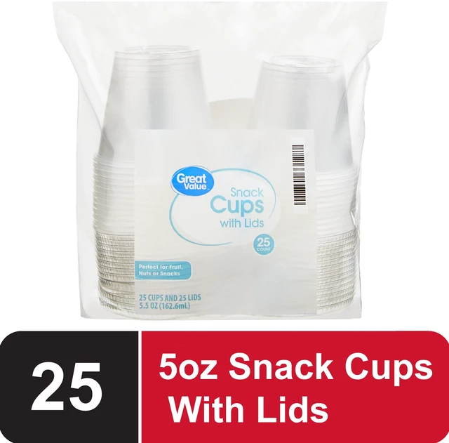 Main image of Great Value 5.5oz Snack Cups with Lids, 25Count