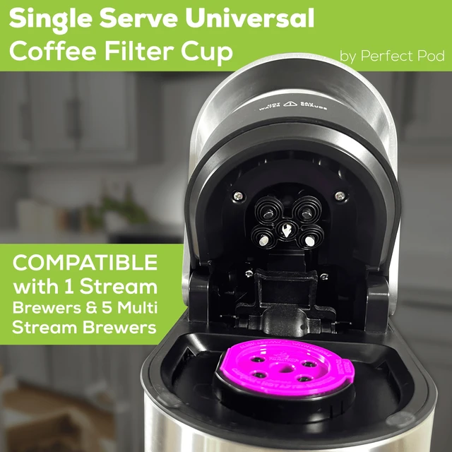 Alt view image 5 of 5 - Universal Single Serve Reusable Coffee Filter Cup with Multistream Technology