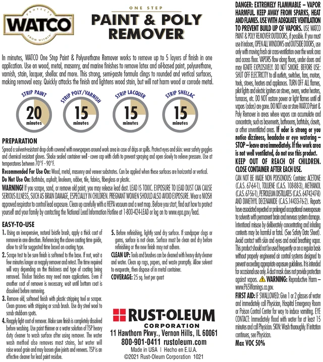 Alt view image 3 of 4 - Watco 351926 One Step Paint & Poly Remover, Quart