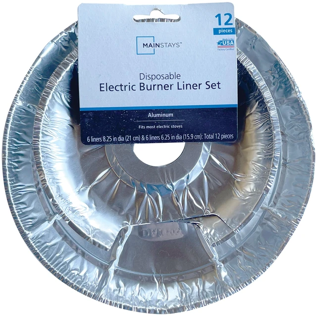 Alt view image 4 of 6 - Mainstays R101F12 Disposable Foil Drip Pan Liners for Electric Stoves, 12-Pack