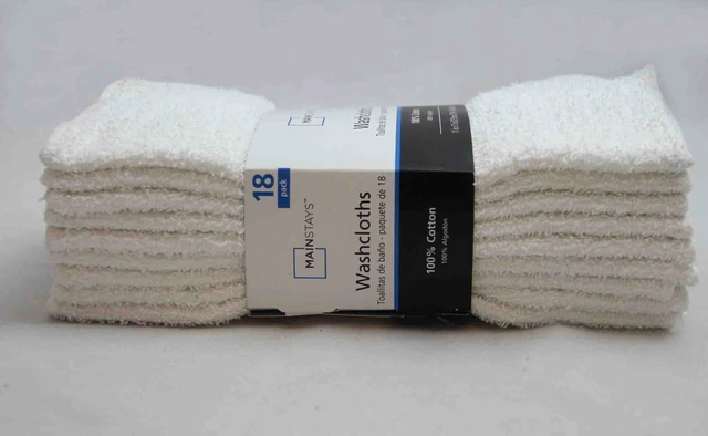 Alt view image 5 of 6 - Mainstays 18-Pack White Washcloths