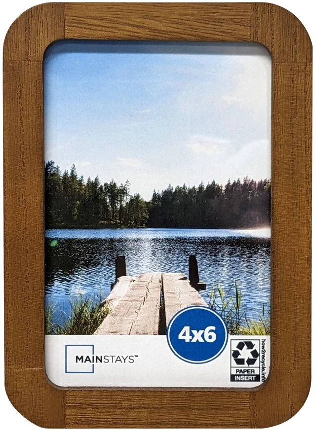 Main image of Mainstays 4 x 6 Picture Frame, Walnut Wood Finish, Rounded Corners, Tabletop Photo Frame