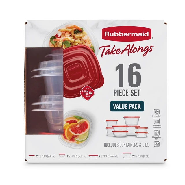 Alt view image 3 of 7 - Rubbermaid TakeAlongs Food Storage Containers, 16 Piece Set