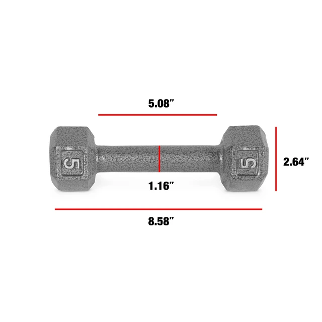 Alt view image 2 of 6 - CAP Barbell 5lb Cast Iron Hex Dumbbell, Single