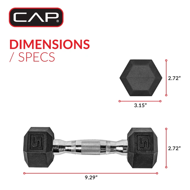 Alt view image 3 of 6 - CAP Barbell, 5lb Rubber Hex Dumbbell, Single