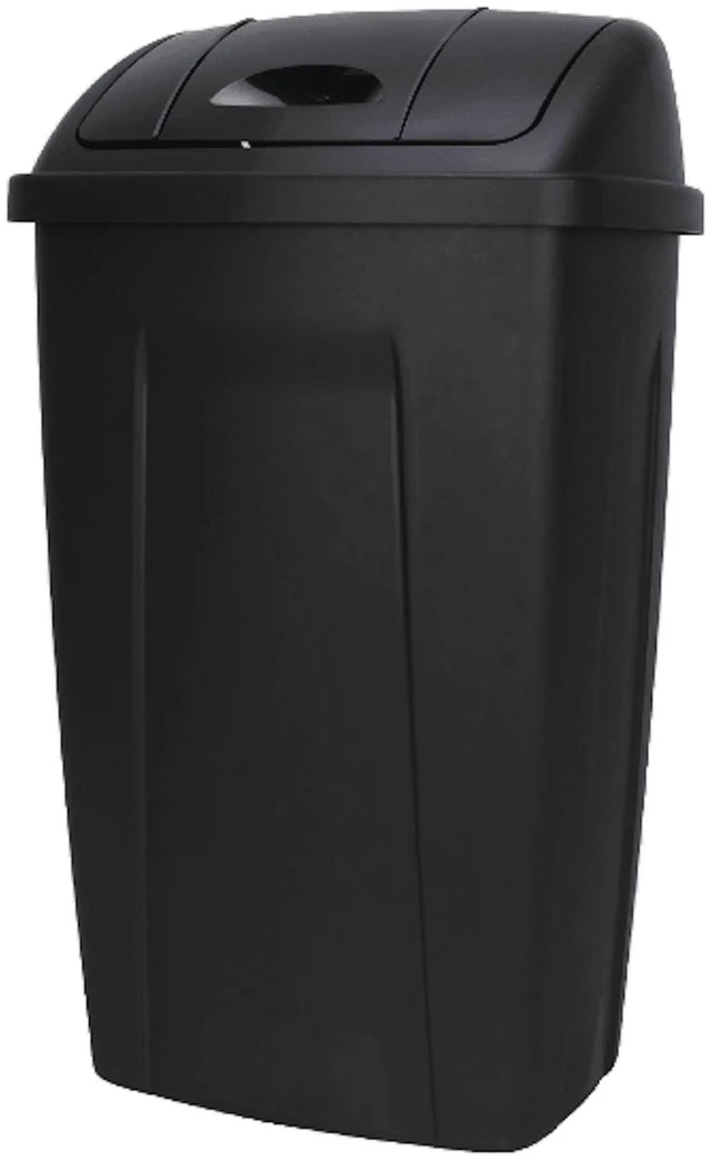 Main image of Mainstays Kitchen Trash Can, 13 Gallon Plastic Garbage Bin with Swing Top Lid, Black