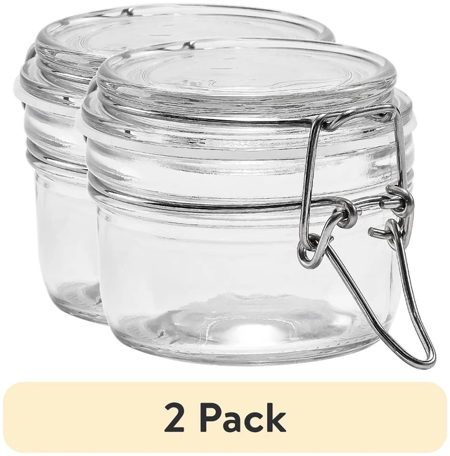 Main image of (2 pack) Mainstays Glass Airtight Food Storage Jar with Lid, Clear, 5 oz