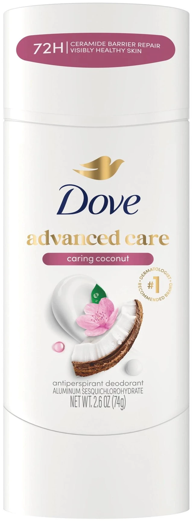 Main image of Dove Advanced Care Antiperspirant Deodorant Stick for Helping Repair Skin Barrier After Shaving, Caring Coconut with 72-Hour Sweat & Odor Protection, 2.6 oz