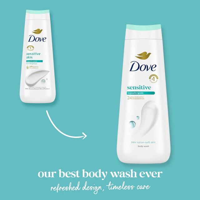 Alt view image 2 of 5 - Dove Body Wash For 24hr Lotion-Soft Skin Sensitive Skin Moisturizing Skin Cleanser Gentle Hypoallergenic Formula With No Sulfates No Parabens, 11 Fl oz
