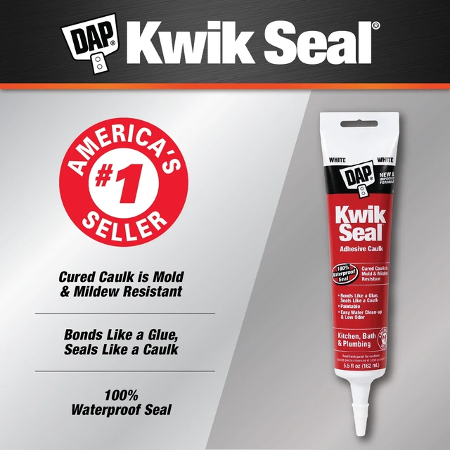 Alt view image 4 of 6 - DAP Kwik Seal 5.5 oz White Adhesive Kitchen and Bath Acrylic Latex Caulk