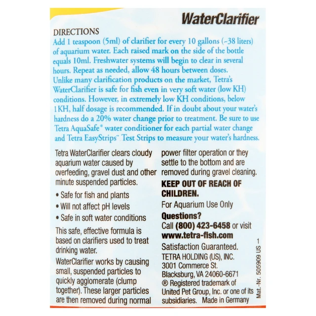 Alt view image 4 of 5 - Tetra Waterclarifier Aquarium Water Treatment, Clears Cloudy Aquarium Water, 3.38 oz.