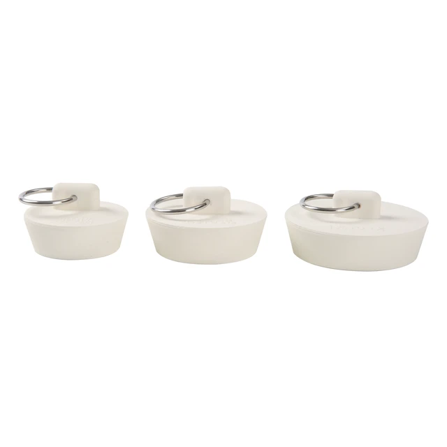 Alt view image 3 of 6 - Mainstays 3 Piece Rubber Sink Stoppers with Rings for 1", 1.25", and 1.5" Bathroom Drains
