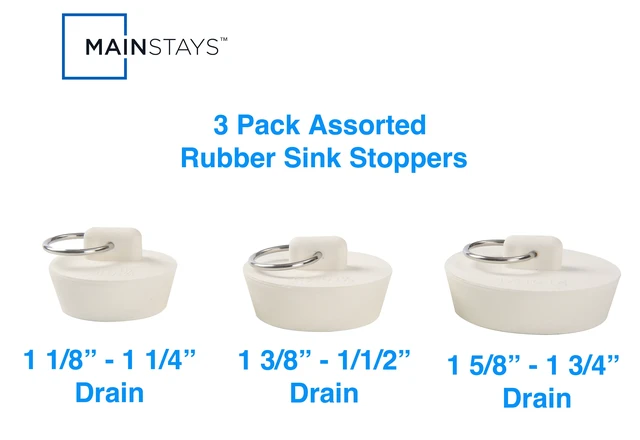 Alt view image 5 of 6 - Mainstays 3 Piece Rubber Sink Stoppers with Rings for 1", 1.25", and 1.5" Bathroom Drains