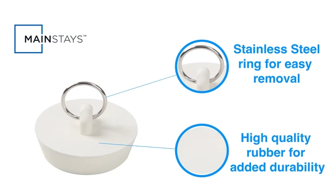 Alt view image 2 of 6 - Mainstays 3 Piece Rubber Sink Stoppers with Rings for 1", 1.25", and 1.5" Bathroom Drains