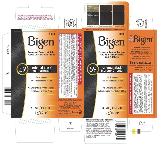 Alt view image 2 of 6 - Bigen Permanent Powder Hair Color, Oriental Black 59, Unisex, Adult