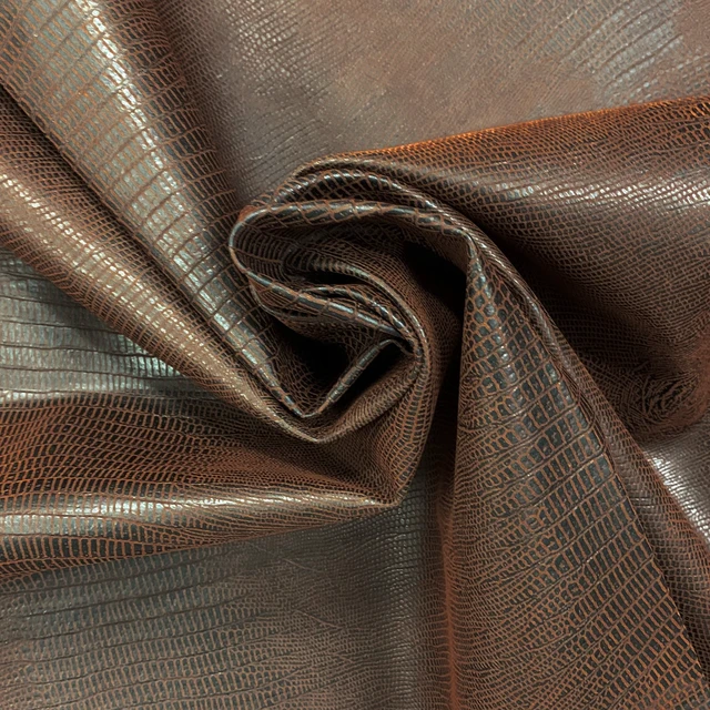 Alt view image 5 of 6 - Waverly Inspirations 52" Faux Leather Alligator Print Upholstery Home Decor Fabric By The Yard, Brown, Available In Multiple Colors