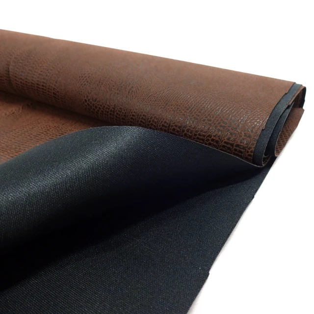 Alt view image 2 of 6 - Waverly Inspirations 52" Faux Leather Alligator Print Upholstery Home Decor Fabric By The Yard, Brown, Available In Multiple Colors