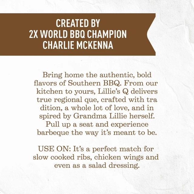 Alt view image 4 of 7 - Lillies Q Memphis Style BBQ Sauce Smoky & Sweet Barbecue Sauce for Ribs, Pulled Pork & Chicken, 15.3 oz Squeeze Bottle