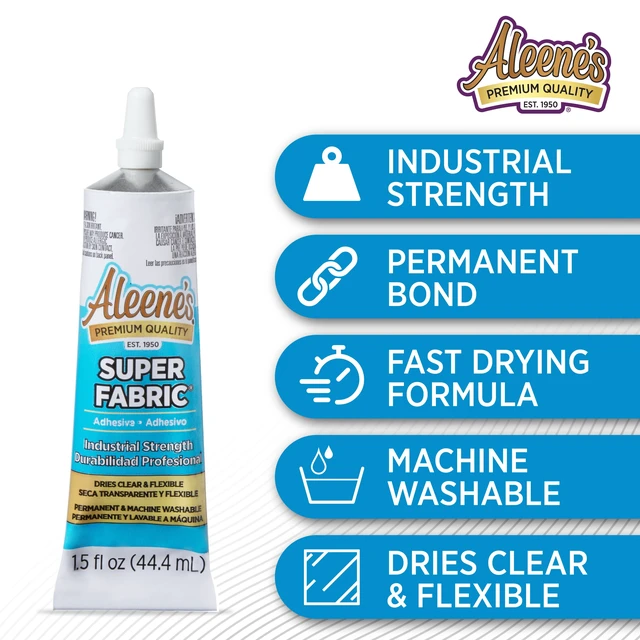 Alt view image 4 of 5 - Aleene's Super Fabric Adhesive 1.5 fl oz, Fast Drying, Clear Permanent Fabric Adhesive