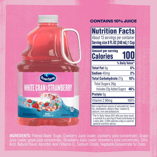Alt view image 3 of 5 - Ocean Spray White Cran-Strawberry Juice Drink, 3L Bottle