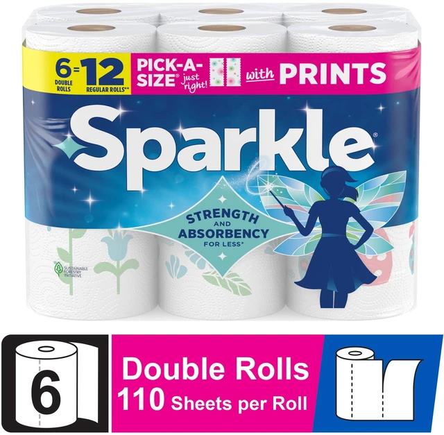 Main image of Sparkle Pick-a-Size 2-Ply Paper Towels, 6 Double Rolls, 110 Sheets Per Roll, Multi-Color